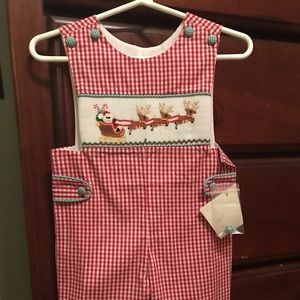 •NWT•smocked Christmas jon-jon•sz 3mo•22.5in long